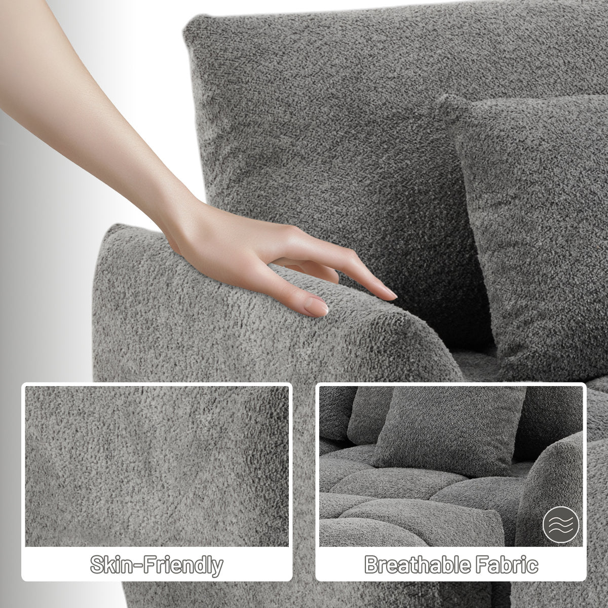 140'' W 6-Piece U-Shaped Tufed Boucle Modular Sectionals