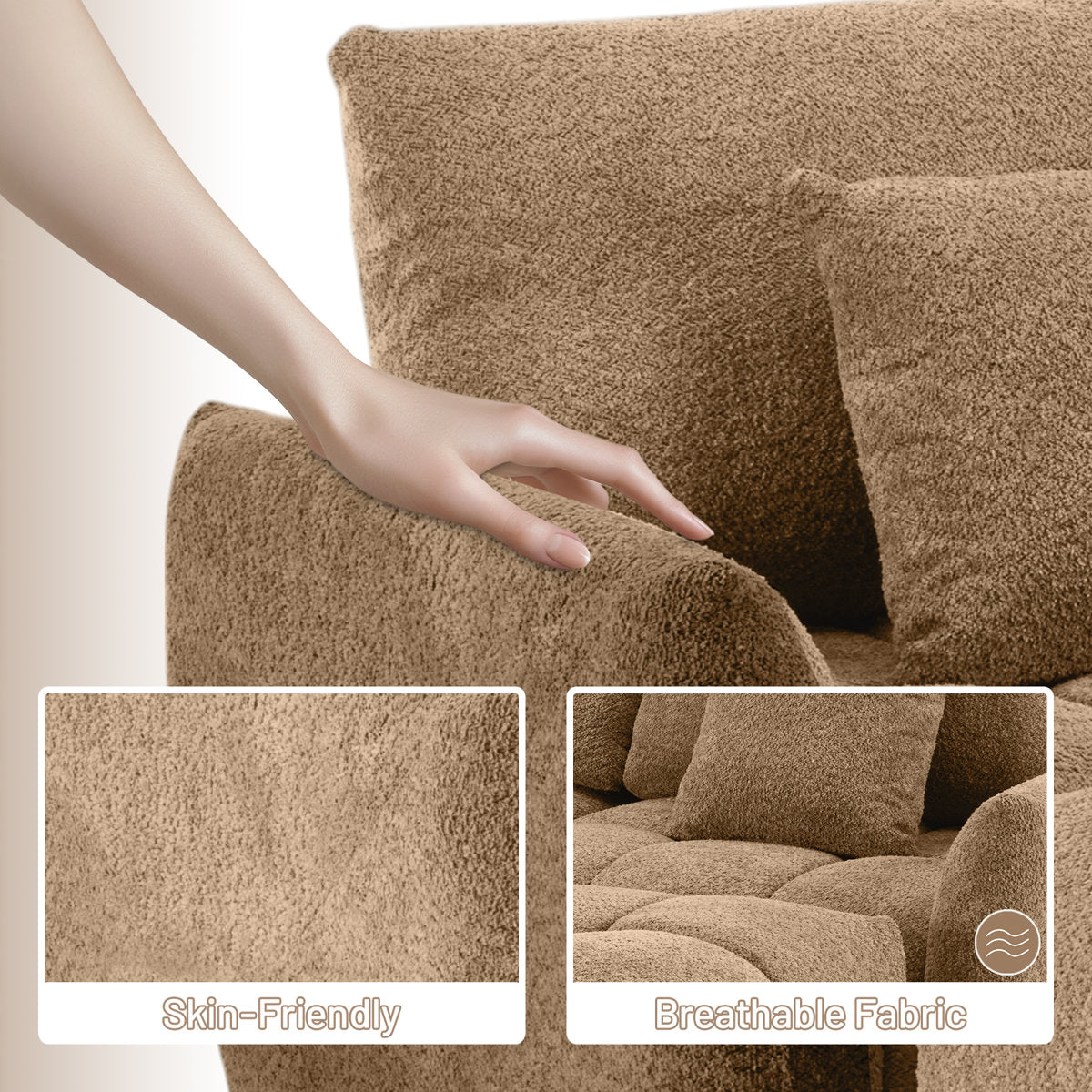 140'' W 6-Piece U-Shaped Tufed Boucle Modular Sectionals