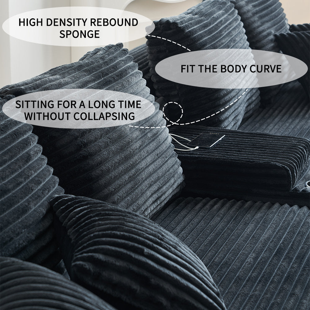 150''width 5-piece Comfy U-shaped Sofa Couch Sectional Upholstered Corduroy For Living Room Free Combination,Console, Cup Holders, USB Ports,Bluetooth Speaker