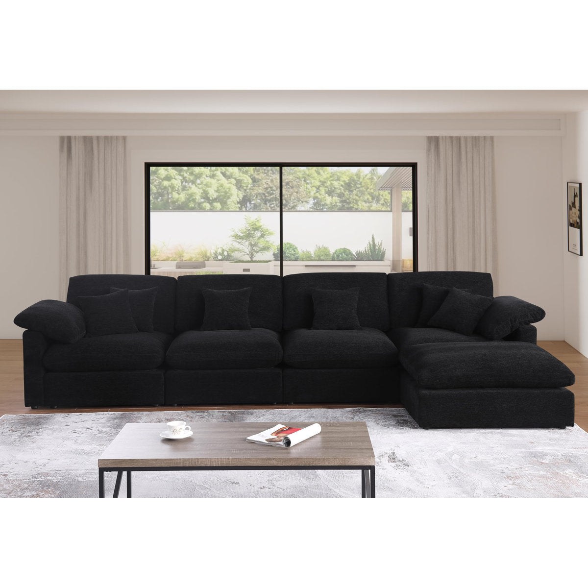 155.7" U Shape Sectional Sofa Cloud Couch With Removable Ottomans