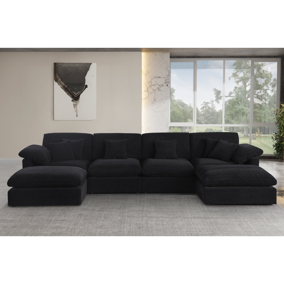 155.7" U Shape Sectional Sofa Cloud Couch With Removable Ottomans