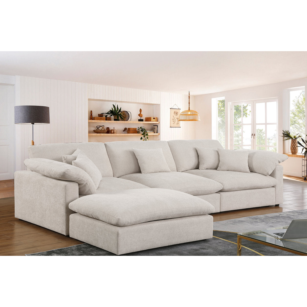155.7" U Shape Sectional Sofa Cloud Couch With Removable Ottomans