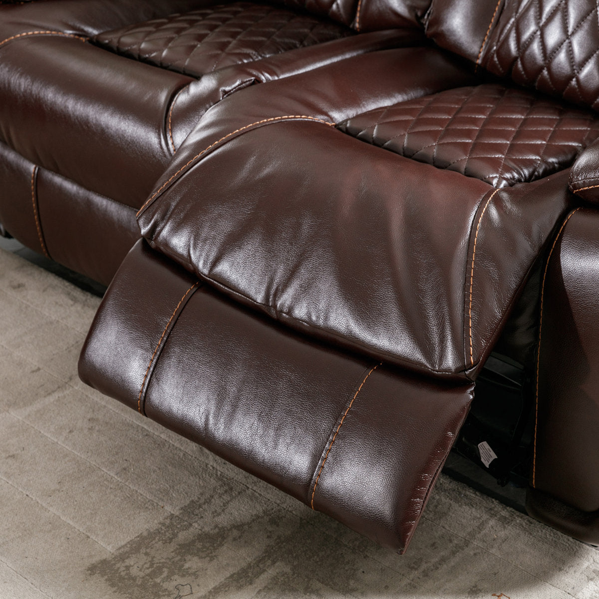 2 - Piece Breathable Leather Cushion Back Power Reclining Living Room Set With Diamond Stitching