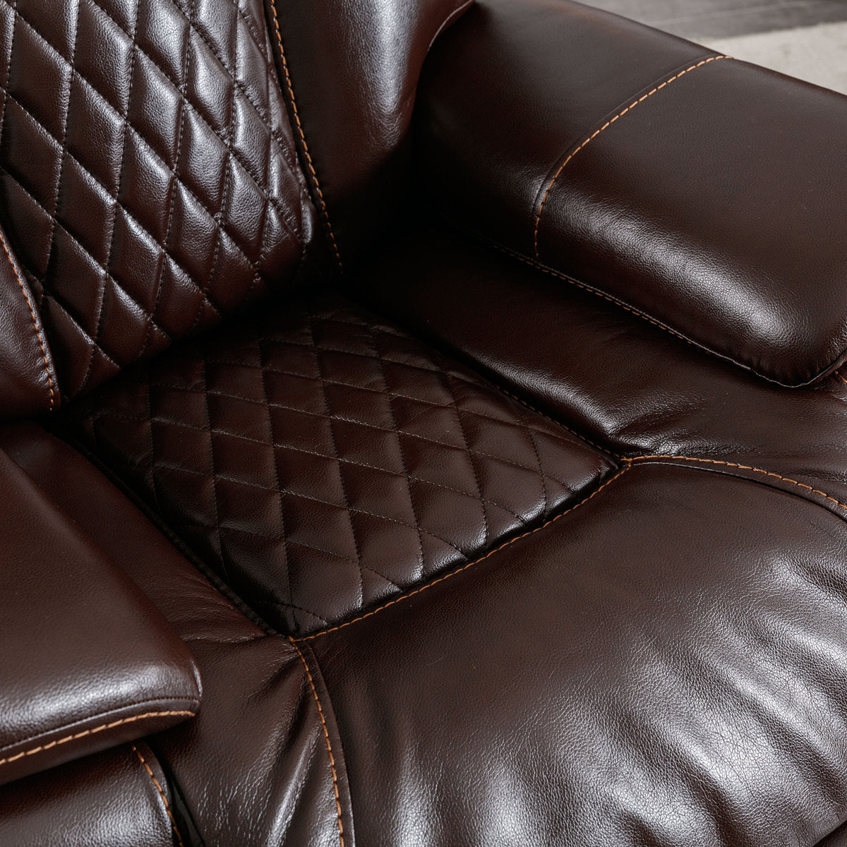 2 - Piece Breathable Leather Cushion Back Power Reclining Living Room Set With Diamond Stitching