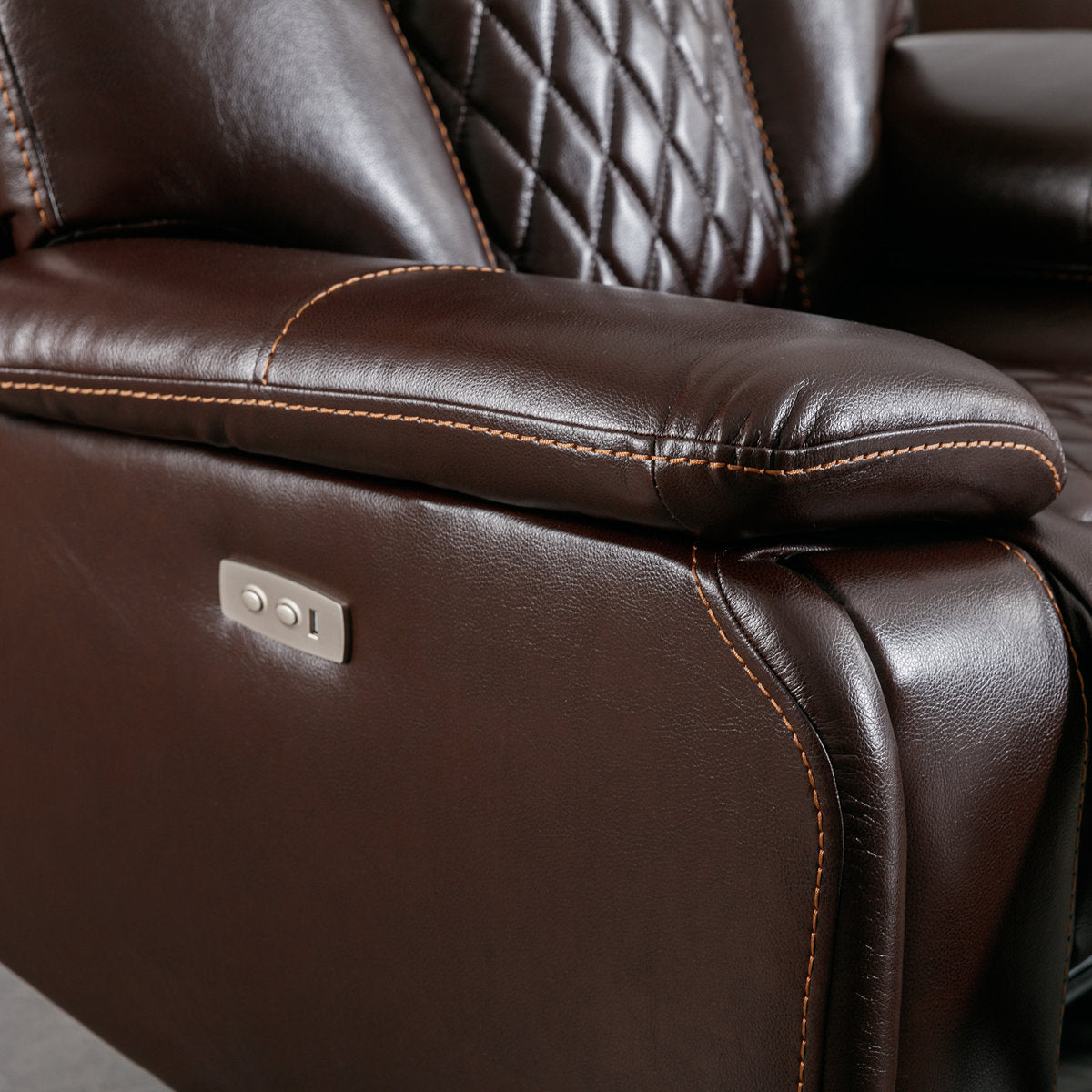 2 - Piece Breathable Leather Cushion Back Power Reclining Living Room Set With Diamond Stitching