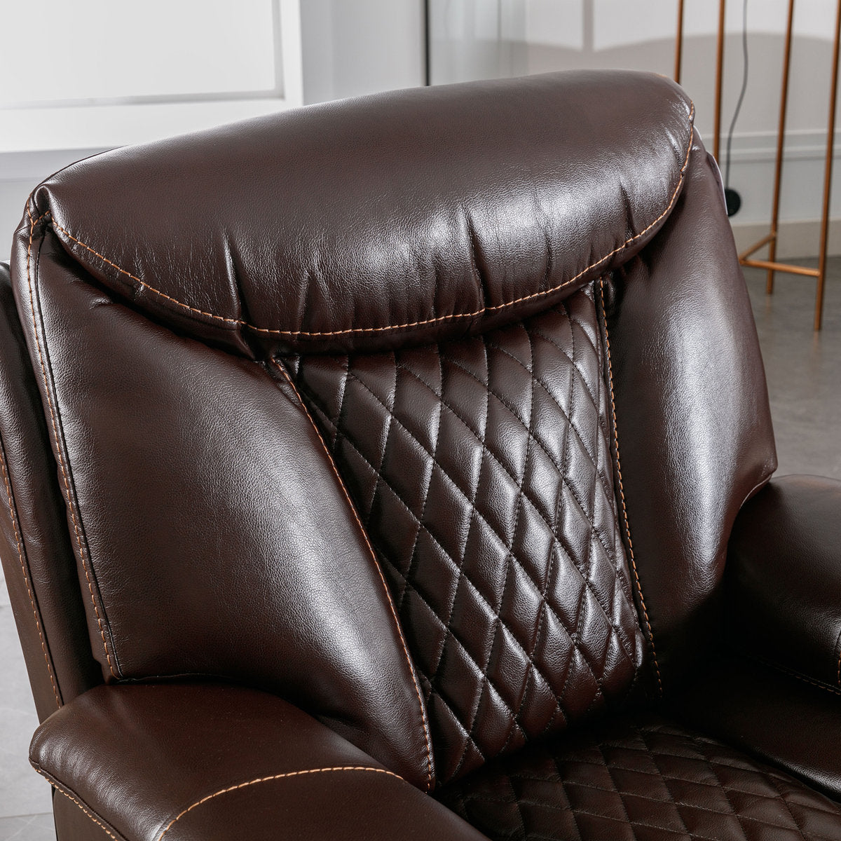 2 - Piece Breathable Leather Cushion Back Power Reclining Living Room Set With Diamond Stitching