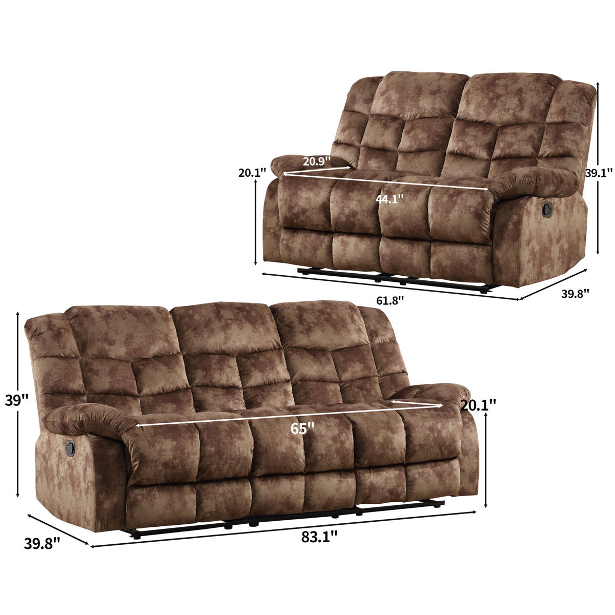 2 - Piece Contemporary and Overstuffed Manual Reclining Living Room Set