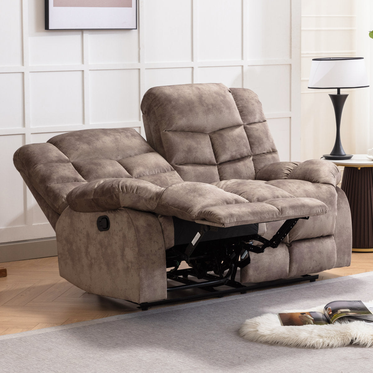 2 - Piece Contemporary and Overstuffed Manual Reclining Living Room Set
