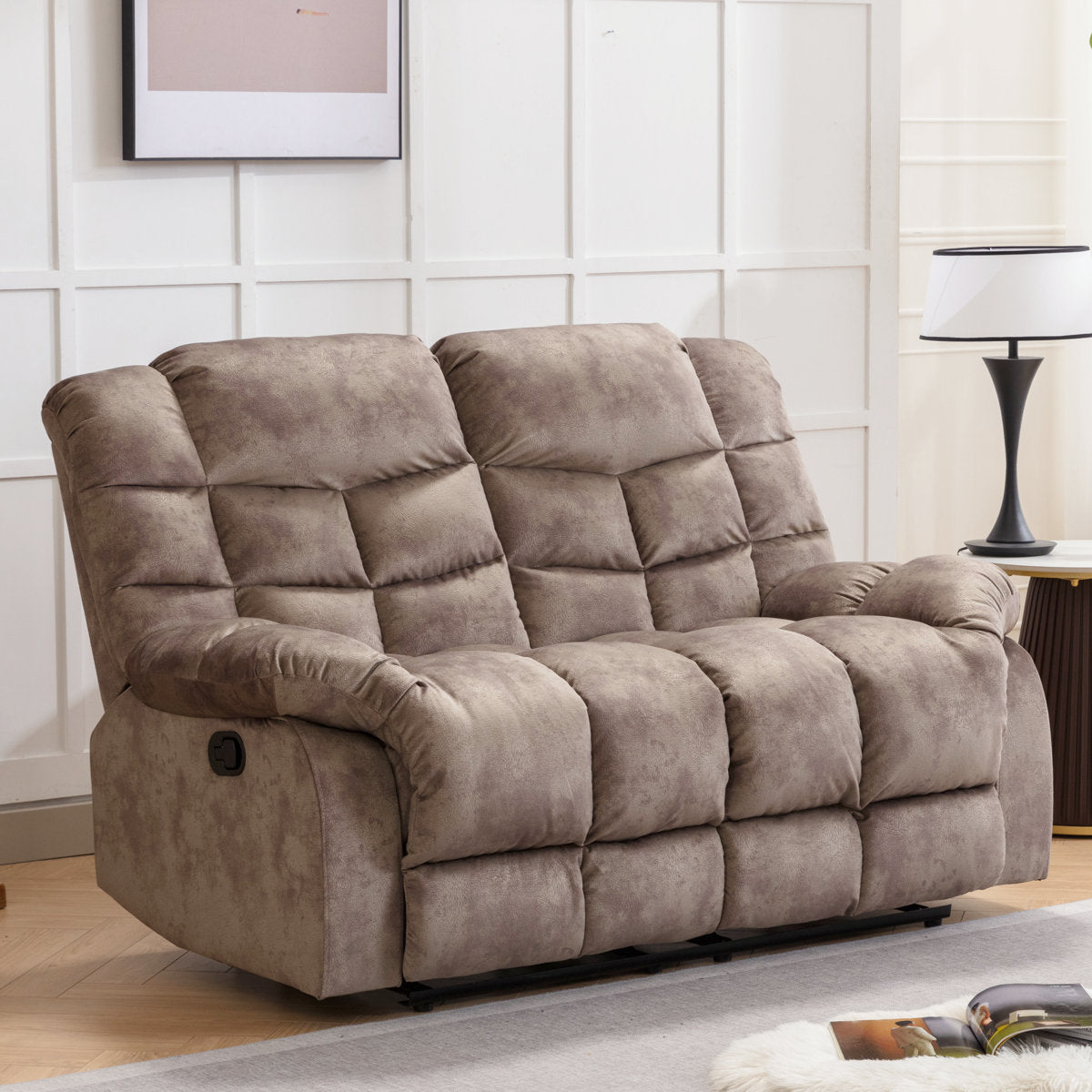 2 - Piece Contemporary and Overstuffed Manual Reclining Living Room Set