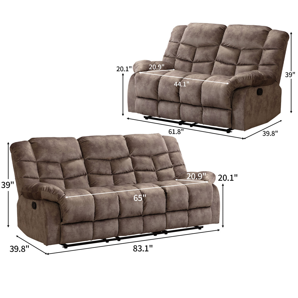 2 - Piece Contemporary and Overstuffed Manual Reclining Living Room Set