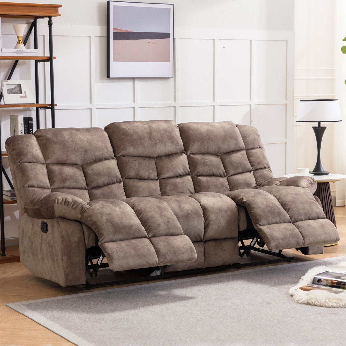2 - Piece Modern and Overstuffed Soft Manual Reclining Living Room Set