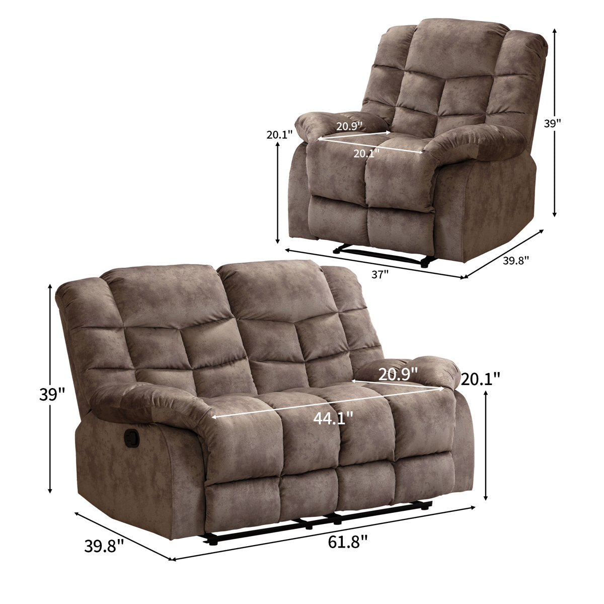 2 - Piece Modern and Soft Manual Reclining Living Room Set