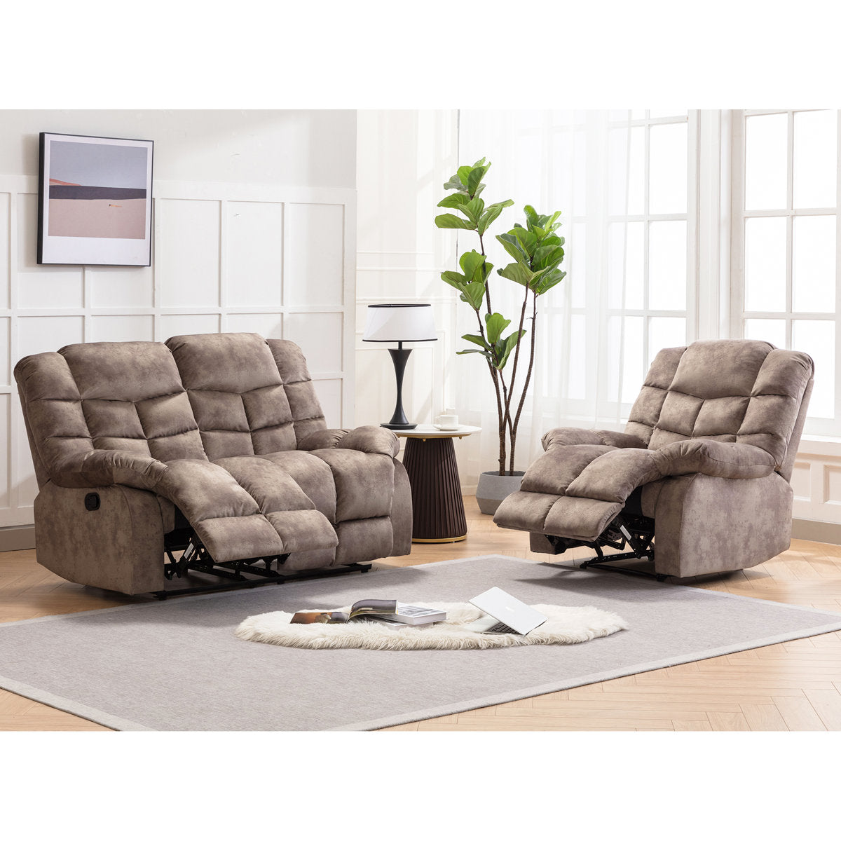 2 - Piece Modern and Soft Manual Reclining Living Room Set