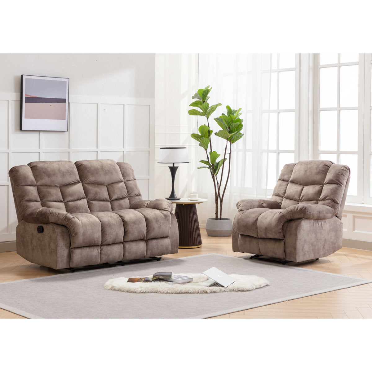 2 - Piece Modern and Soft Manual Reclining Living Room Set