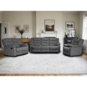 3-Piece Fabric Reclining Sofa Set, 5 Manual Recliners, Drop Down Table with Cup Holders