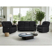 3-Piece Fabric Reclining Sofa Set, 5 Manual Recliners, Drop Down Table with Cup Holders