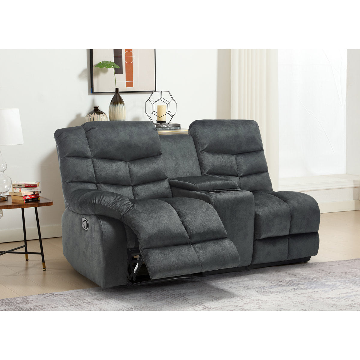 3-Piece Modern And Upholstered Soft Manual Reclining Sectional With Cupholders And Storage