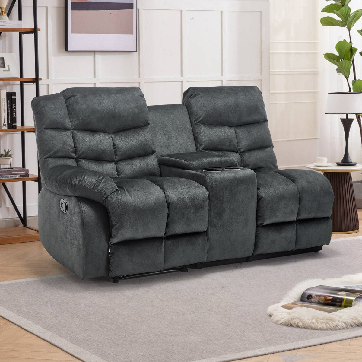 3-Piece Modern And Upholstered Soft Manual Reclining Sectional With Cupholders And Storage