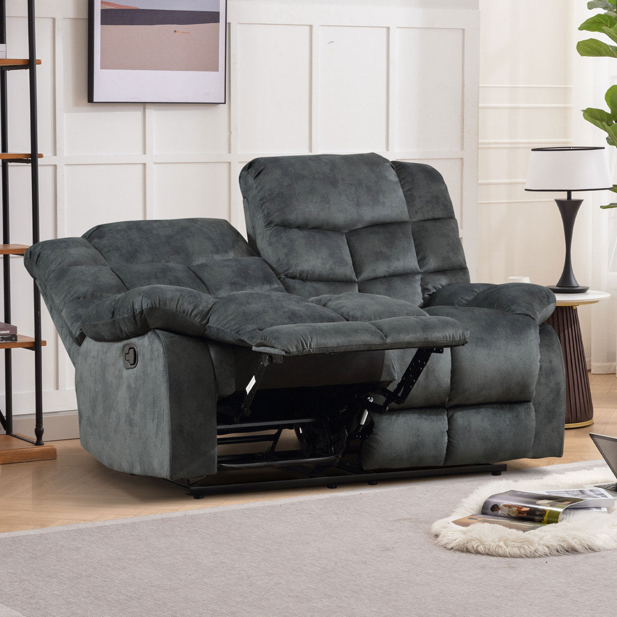 3-Piece Modern and Overstuffed Soft Manual Reclining Living Room Set