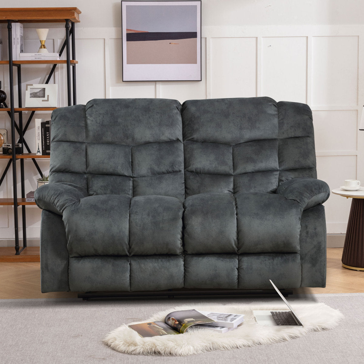 3-Piece Modern and Overstuffed Soft Manual Reclining Living Room Set