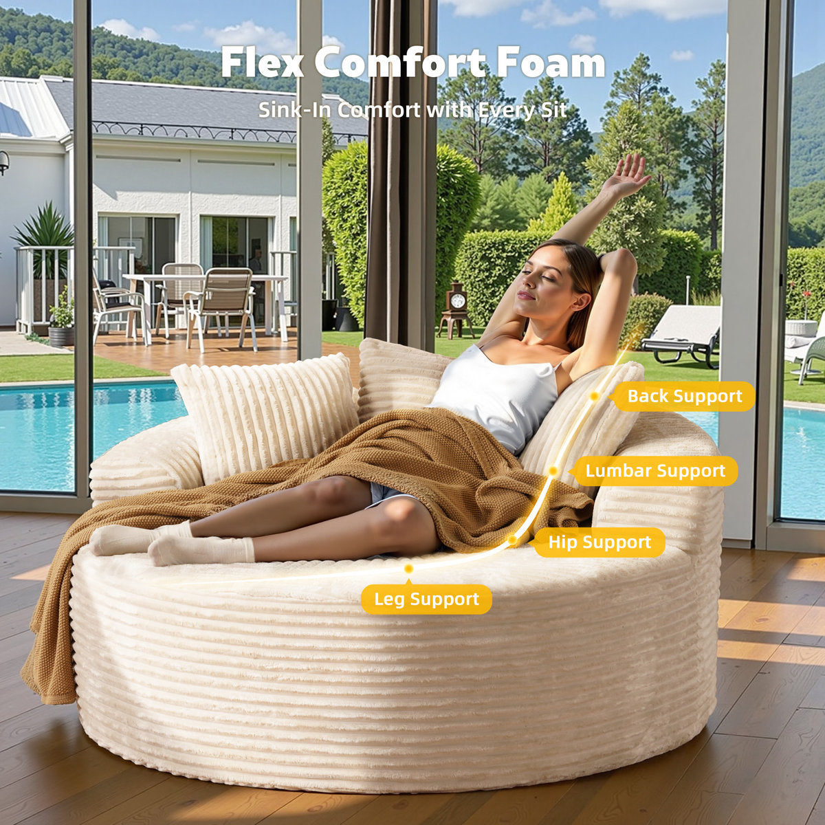 3-Piece No-Assembly Living Room Set, Modern Sectional Sofa With Loveseat And Chaise Lounge