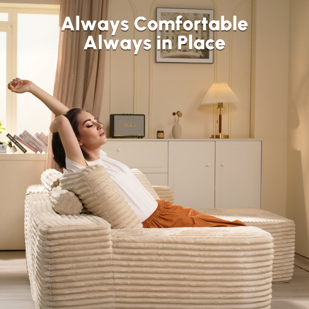 3-Piece No-Assembly Living Room Set, Modern Sectional Sofa With Loveseat And Chaise Lounge