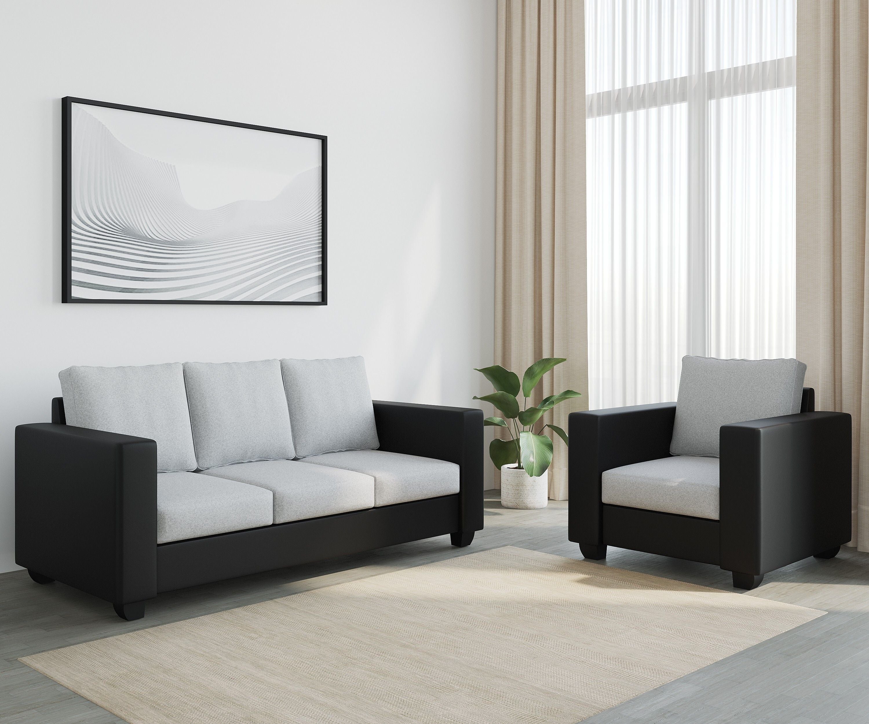 Westido Cream Brown 3 + 1 + 1 Living Room Sofa