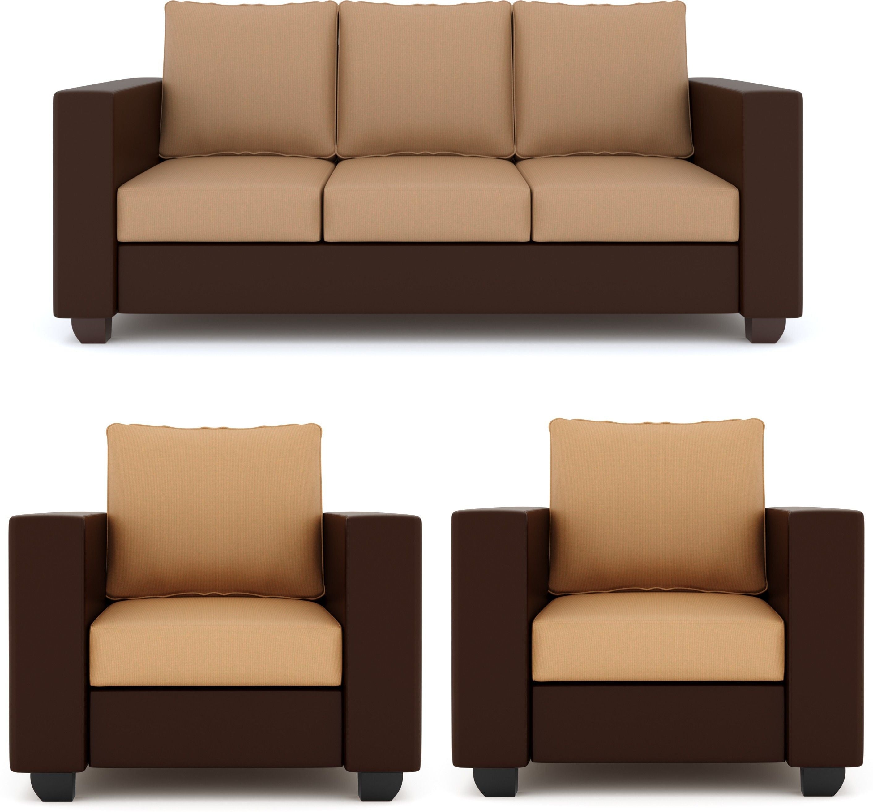 Westido 3 + 1 + 1 Sofa in Cream Brown Finish