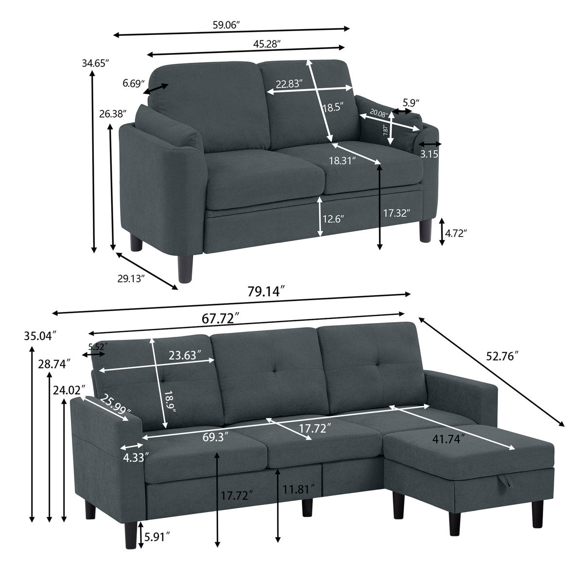 3 Pieces Living Room Sets