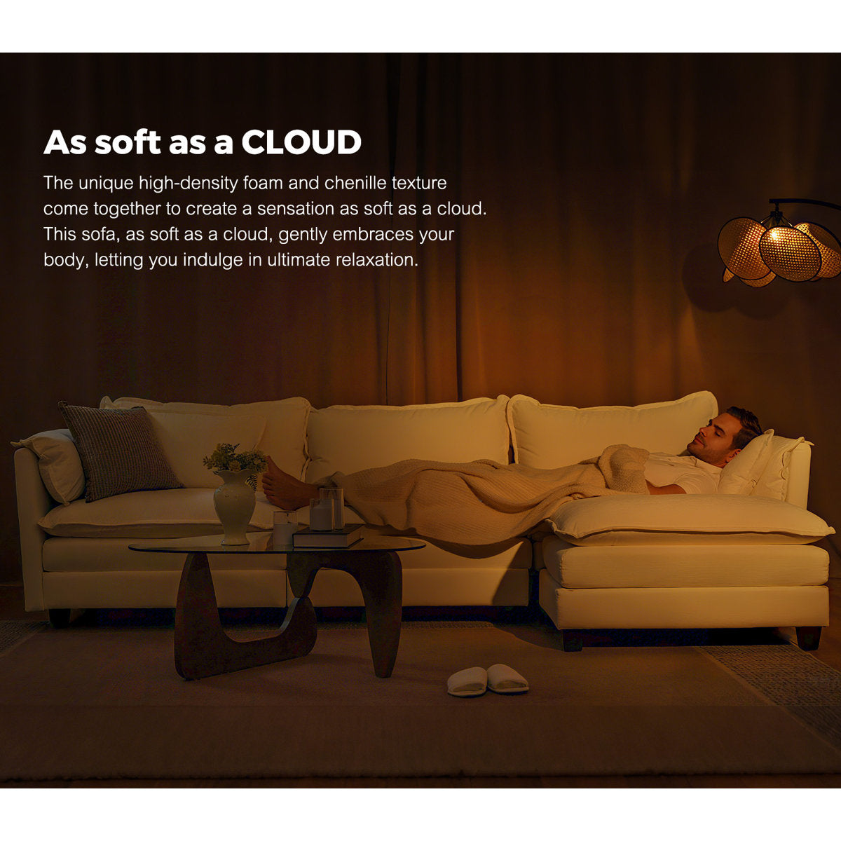 4-Piece 115'' Reversible Modern Upholstered L-Shape Sectional Sofa With Ottoman- Premium Fabric