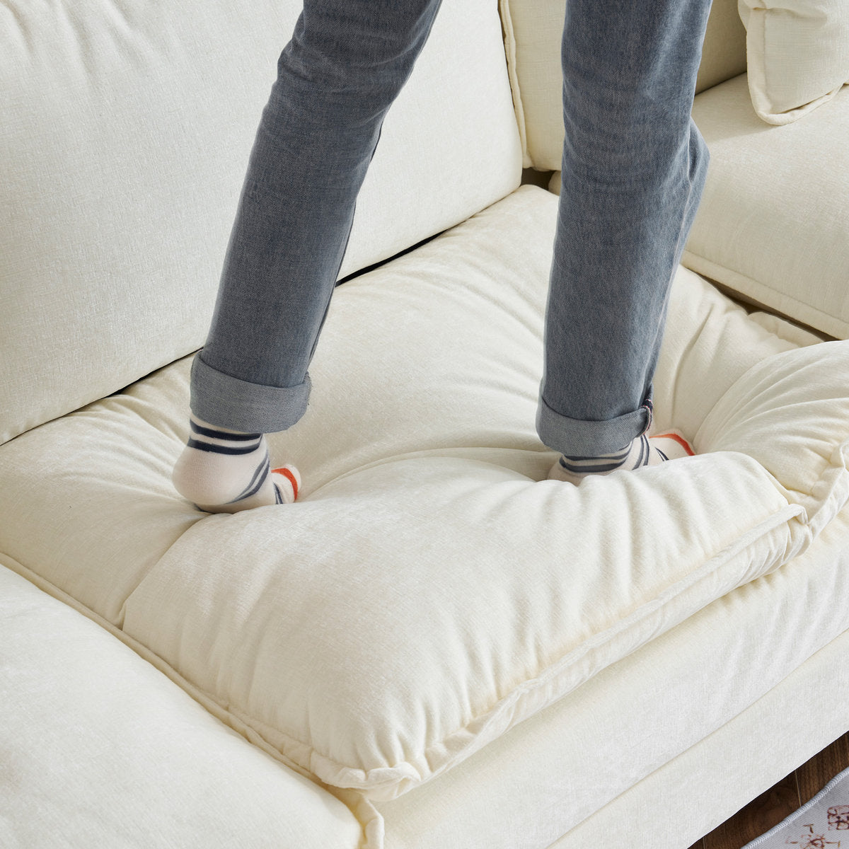 4-Piece 115'' Reversible Modern Upholstered L-Shape Sectional Sofa With Ottoman- Premium Fabric