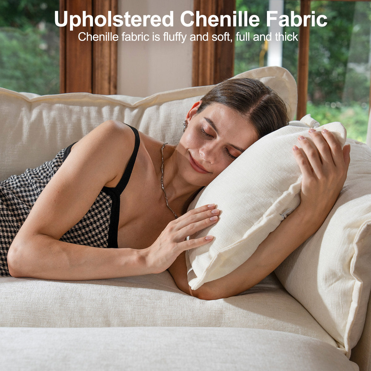 4-Piece 115'' Reversible Modern Upholstered L-Shape Sectional Sofa With Ottoman- Premium Fabric