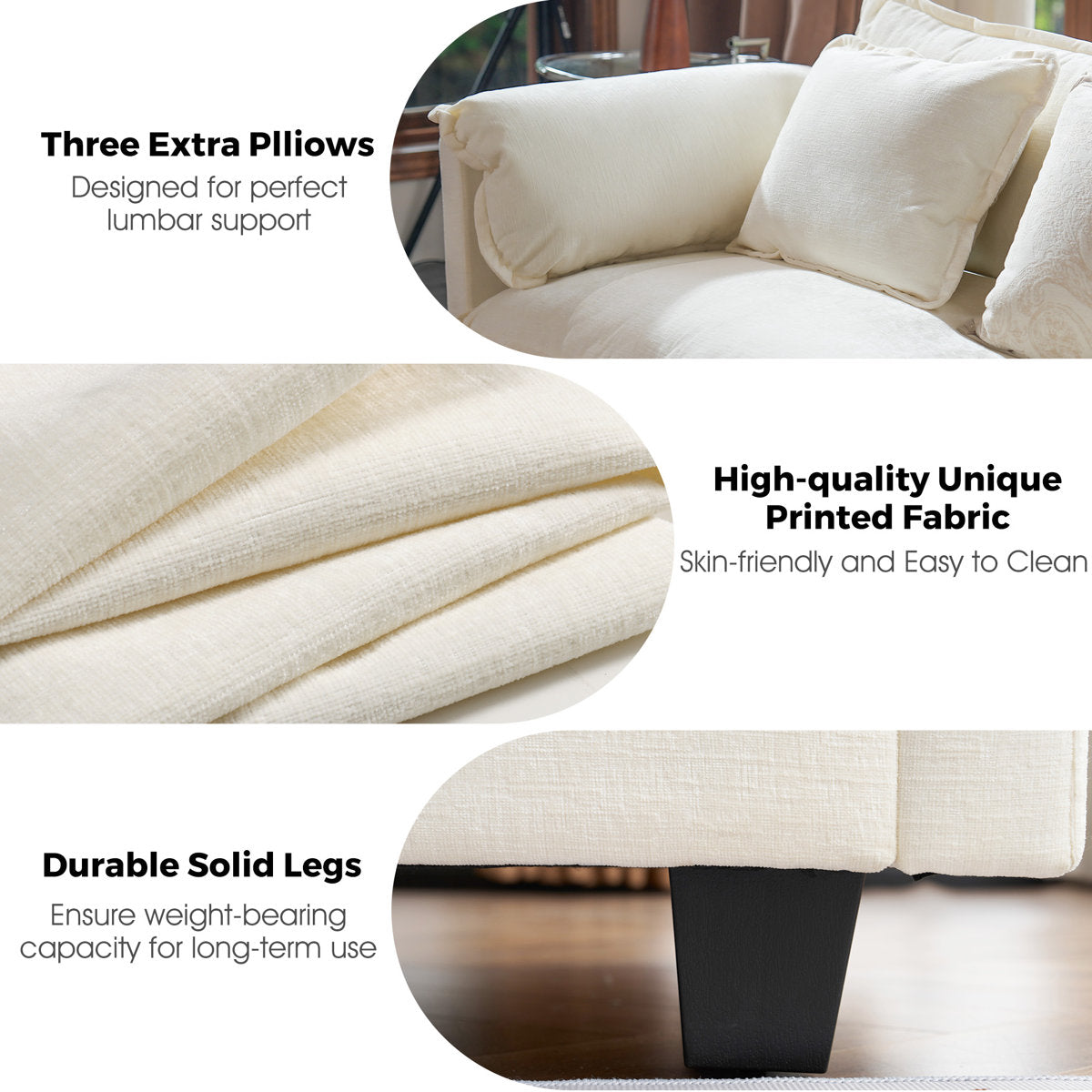 4-Piece 115'' Reversible Modern Upholstered L-Shape Sectional Sofa With Ottoman- Premium Fabric