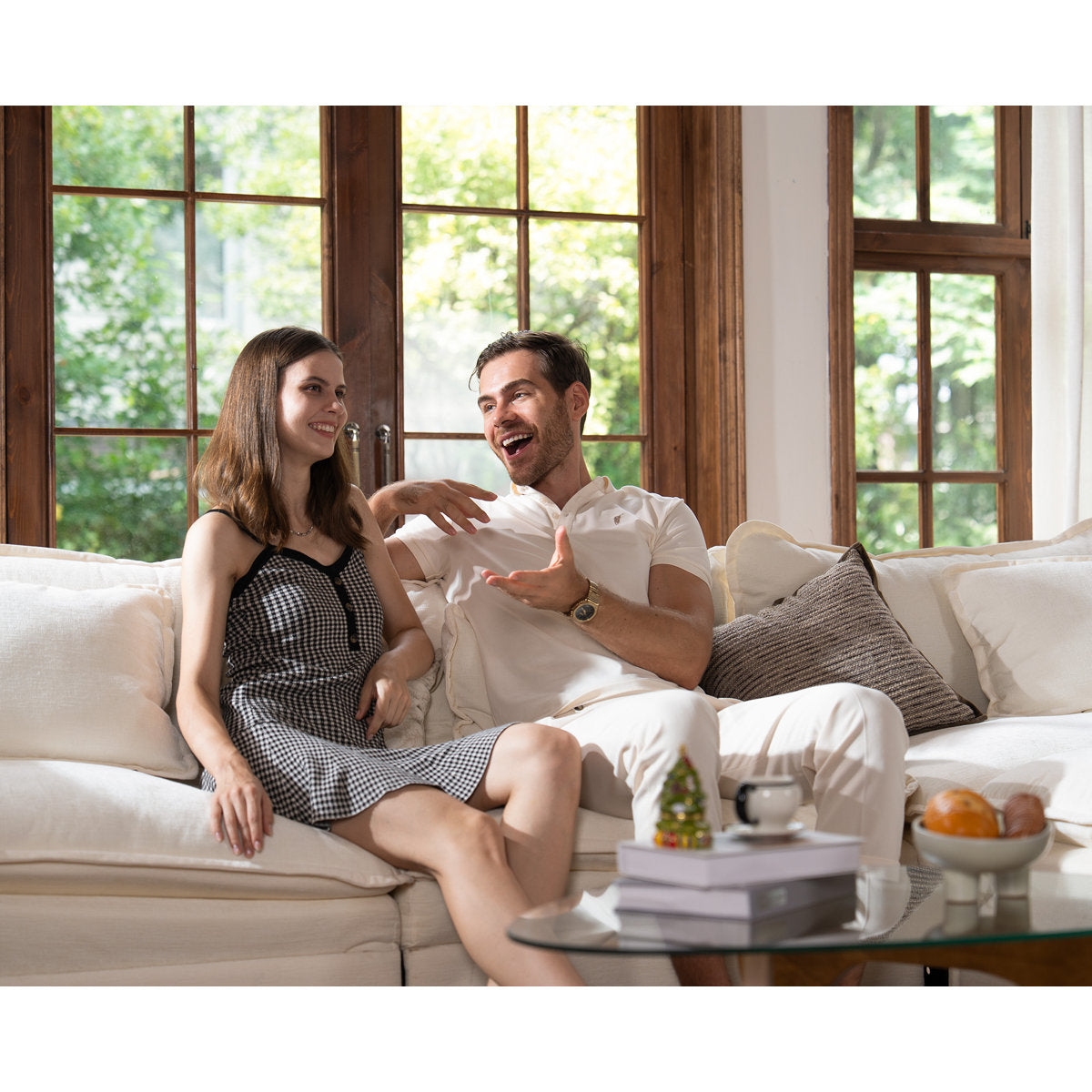 4-Piece 115'' Reversible Modern Upholstered L-Shape Sectional Sofa With Ottoman- Premium Fabric