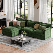 4-Piece 115'' Reversible Modern Upholstered L-Shape Sectional Sofa With Ottoman- Premium Fabric