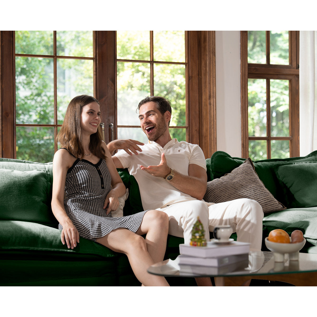 4-Piece 115'' Reversible Modern Upholstered L-Shape Sectional Sofa With Ottoman- Premium Fabric