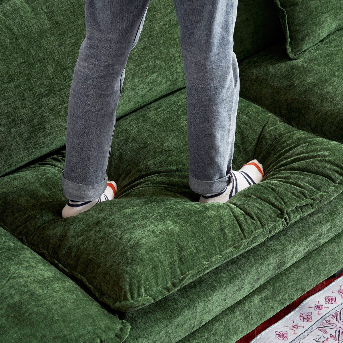 4-Piece 115'' Reversible Modern Upholstered L-Shape Sectional Sofa With Ottoman- Premium Fabric