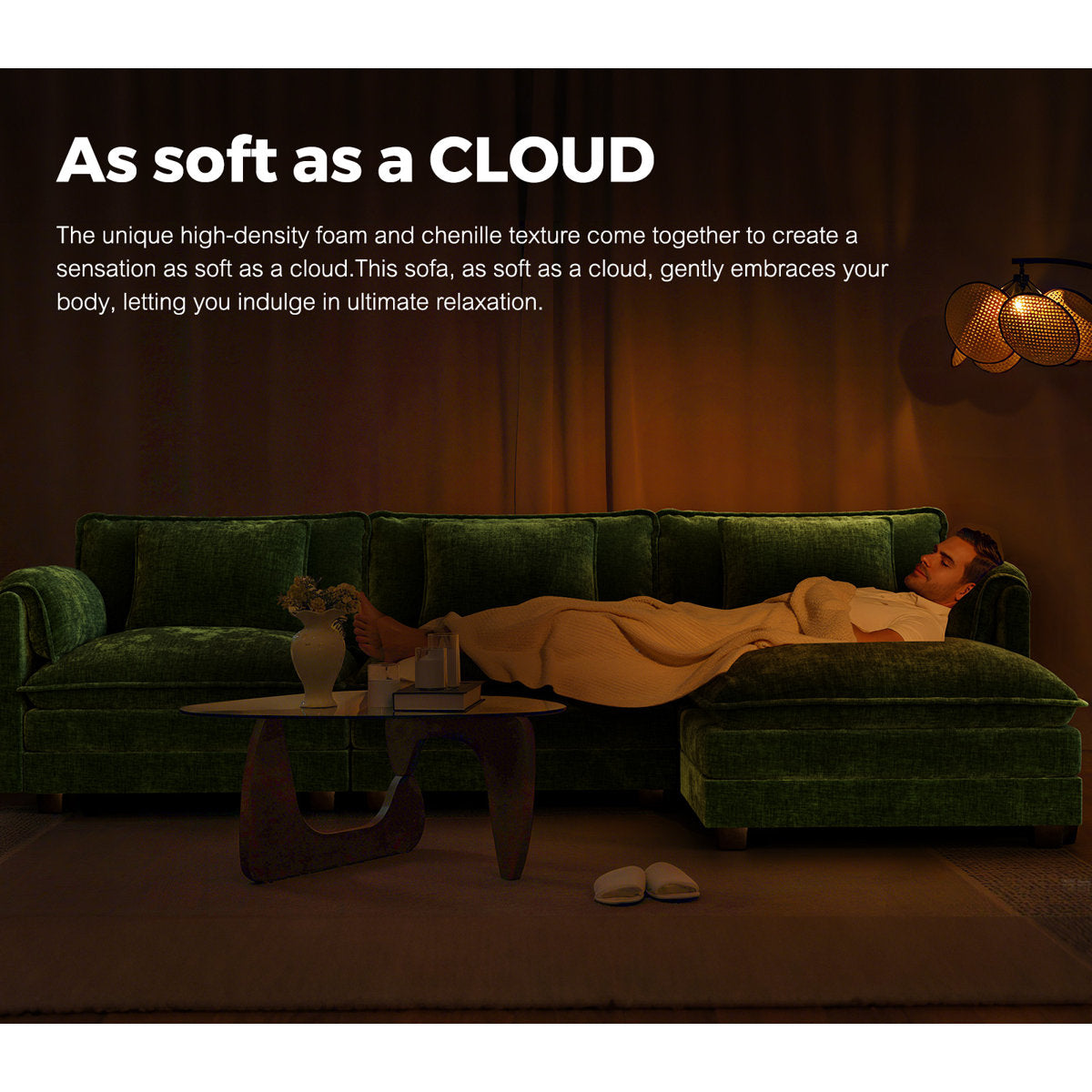 4-Piece 115'' Reversible Modern Upholstered L-Shape Sectional Sofa With Ottoman- Premium Fabric