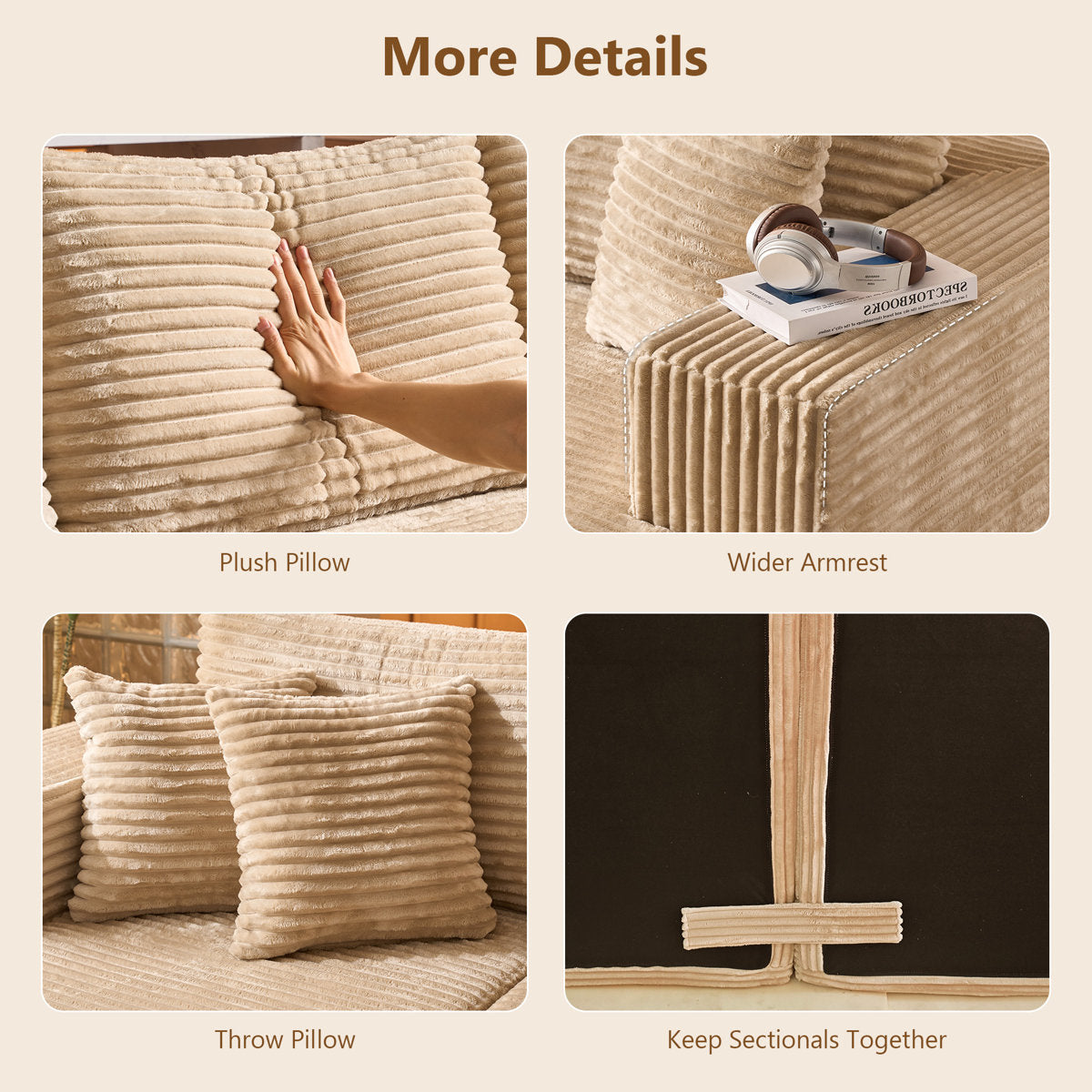 4-Seater Oversized Modular Corduroy Sectional Couch