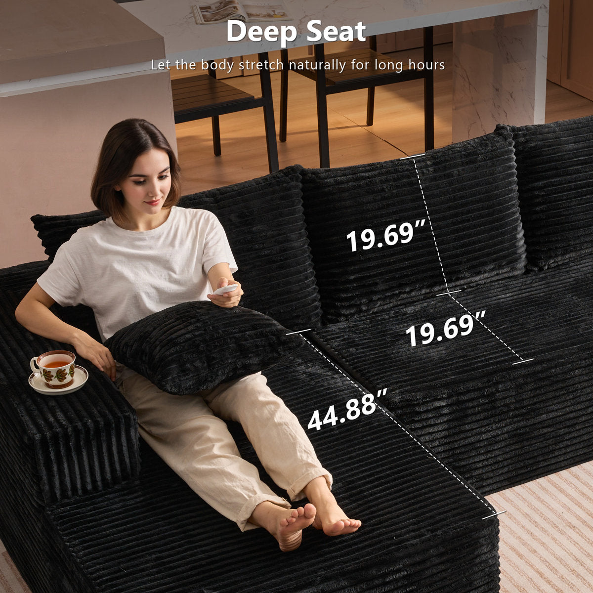 4-Seater Oversized Modular Corduroy Sectional Couch