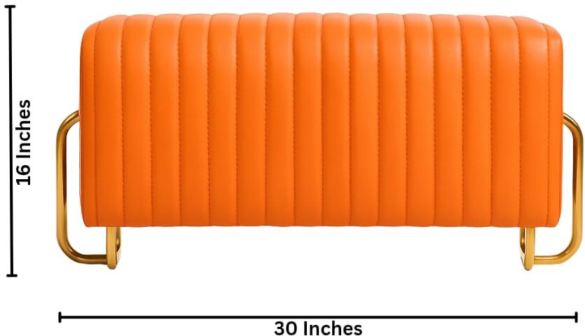 Leatherette Pouf (Finish Color - Orange, Pre Assembled)