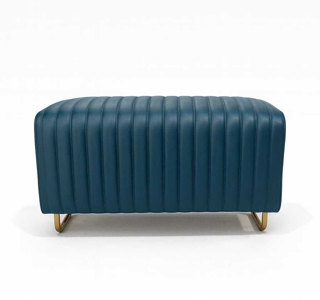 Leatherette Pouf (Finish Color - Teal, Pre Assembled)