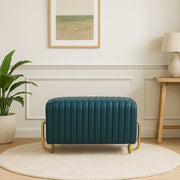 Leatherette Pouf (Finish Color - Teal, Pre Assembled)