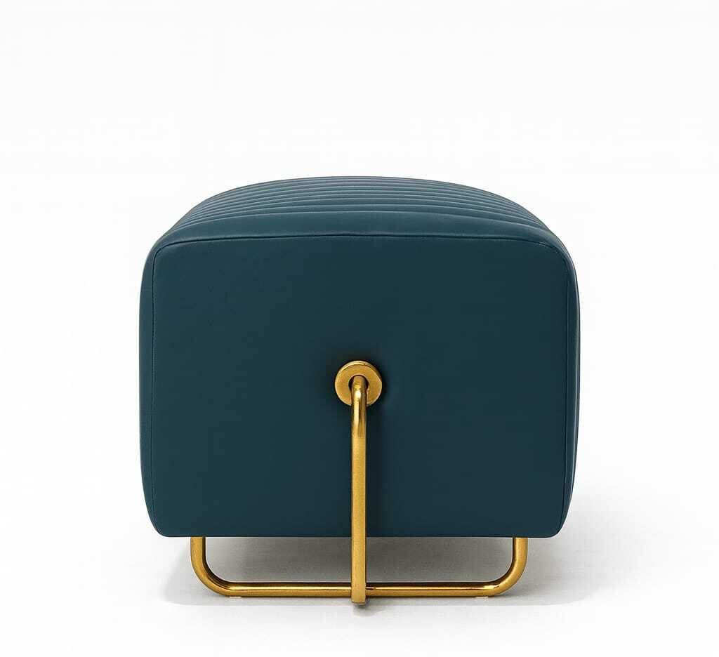 Leatherette Pouf (Finish Color - Teal, Pre Assembled)