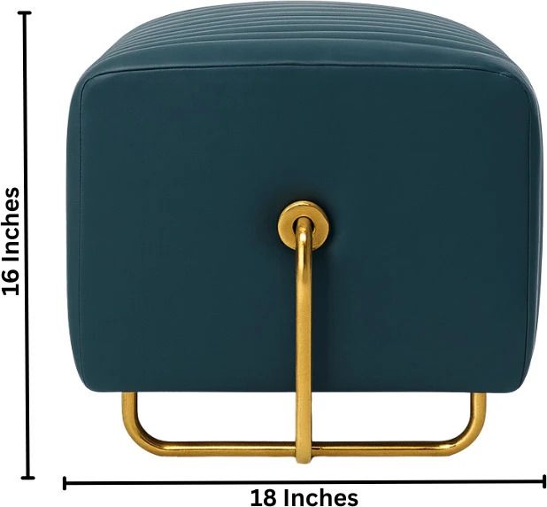 Leatherette Pouf (Finish Color - Teal, Pre Assembled)
