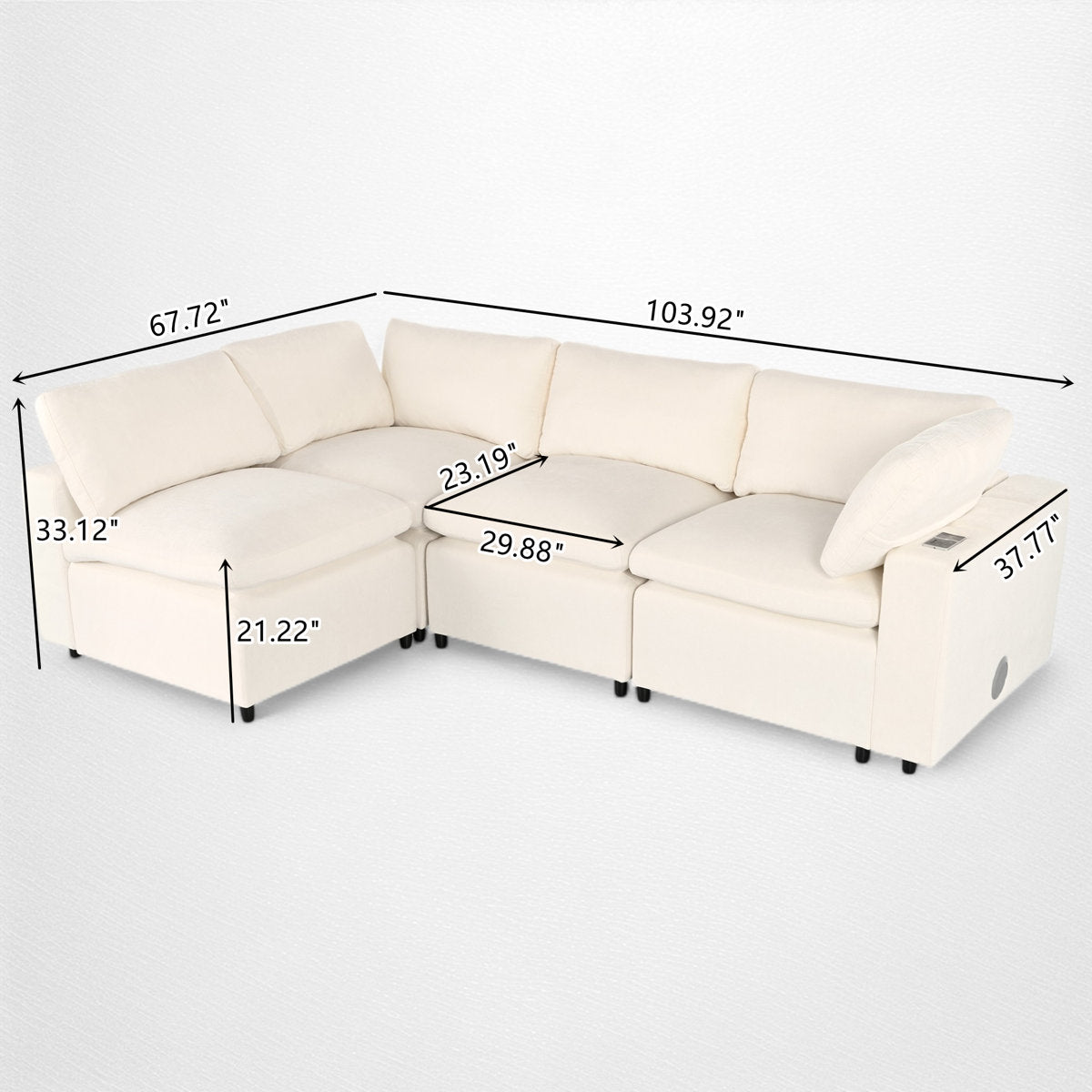 4 - Piece Modular Upholstered Sectional