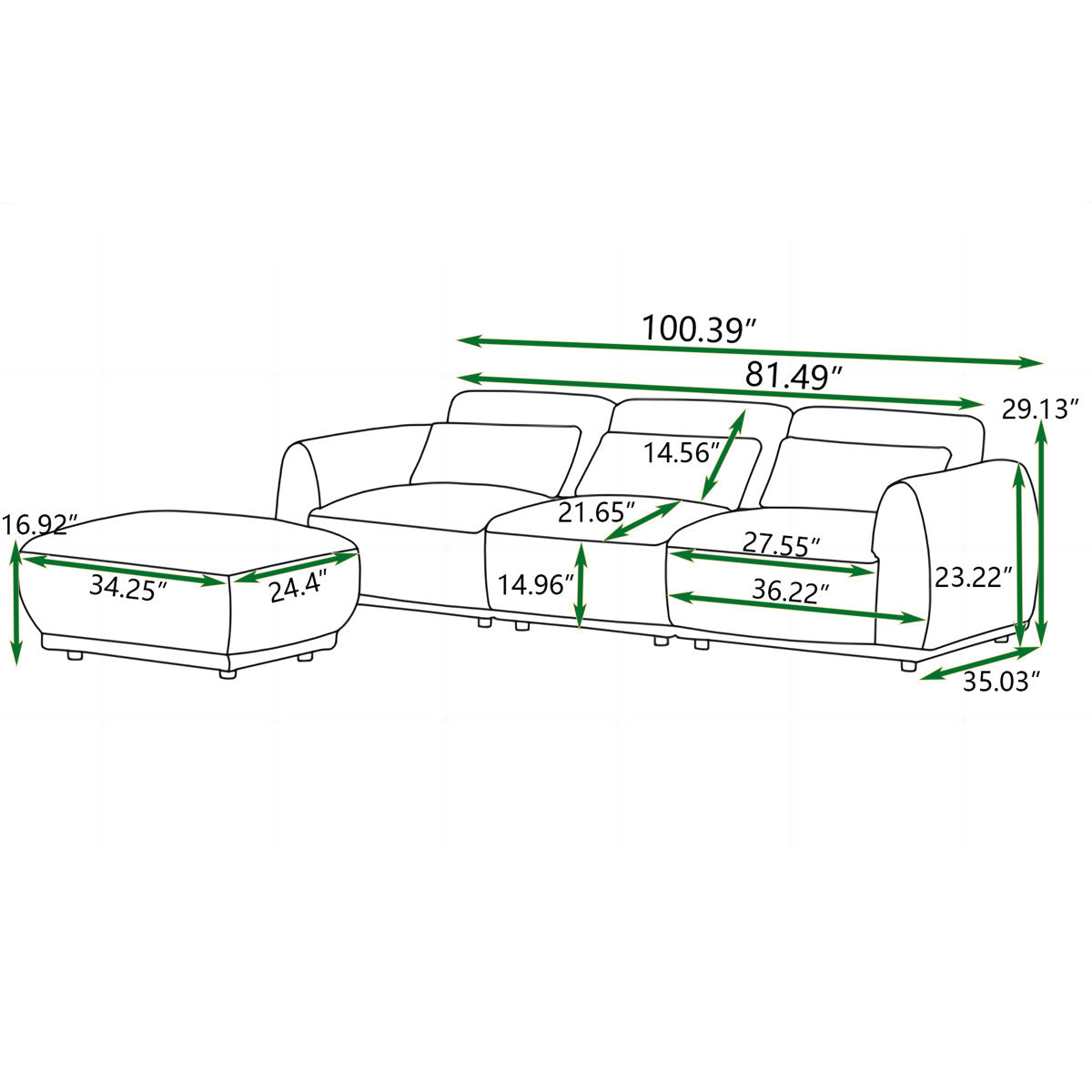 4 - Piece Upholstered Sectional
