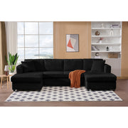 4 Seat U Sectional Couch, 110'' W Corduroy Sofa With Double Chaises