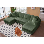 4 Seat U Sectional Couch, 110'' W Corduroy Sofa With Double Chaises