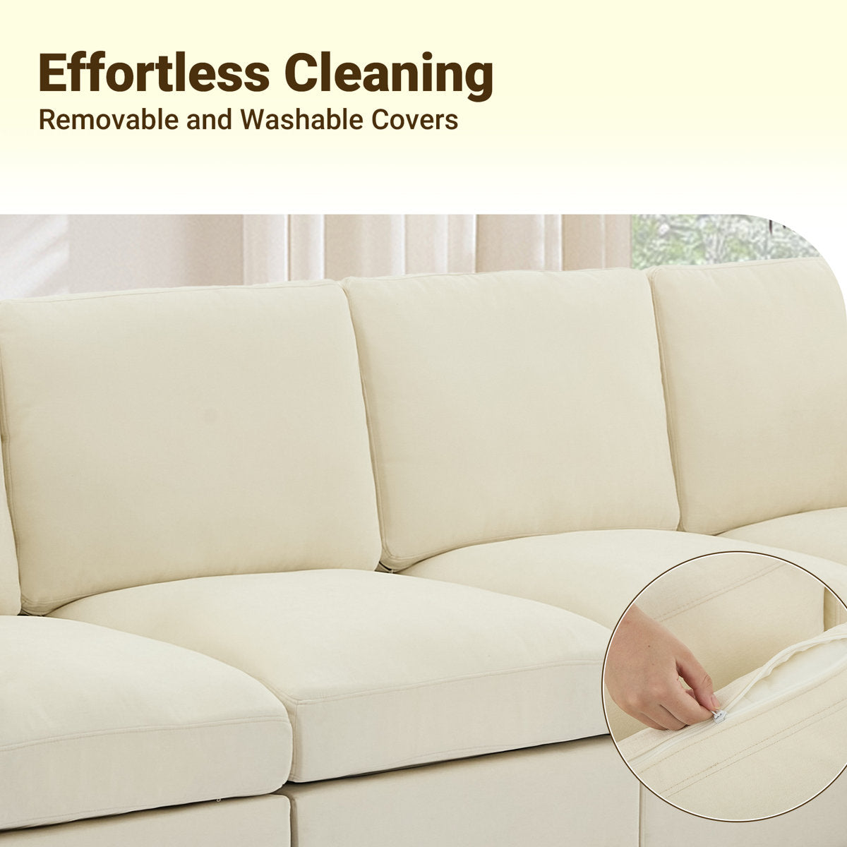 6-Piece Modular Sofa Upholstered Sectional U Shaped Cloud Couch